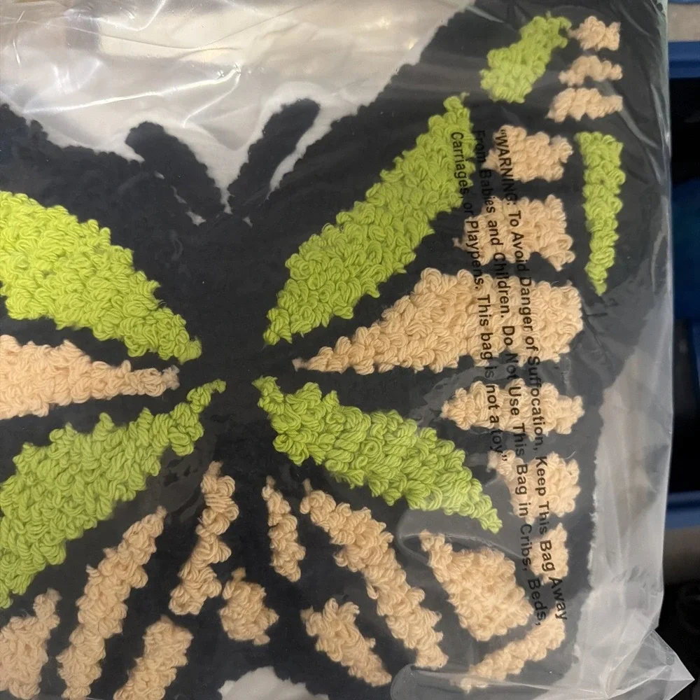 Butterfly Shaped Pillow with Green and Black Design NWT Sealed 16